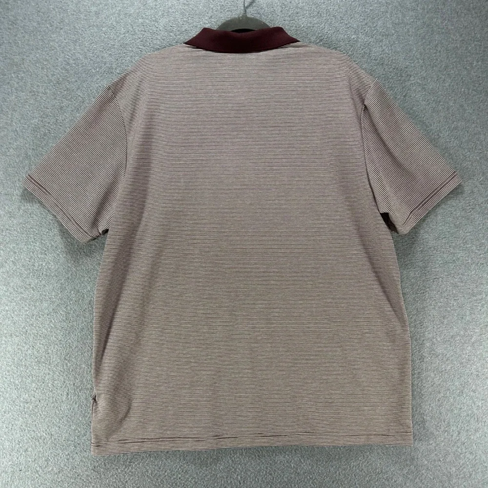 Adidas Polo Shirt Mens XL Maroon Striped Performance Golf Athleisure
